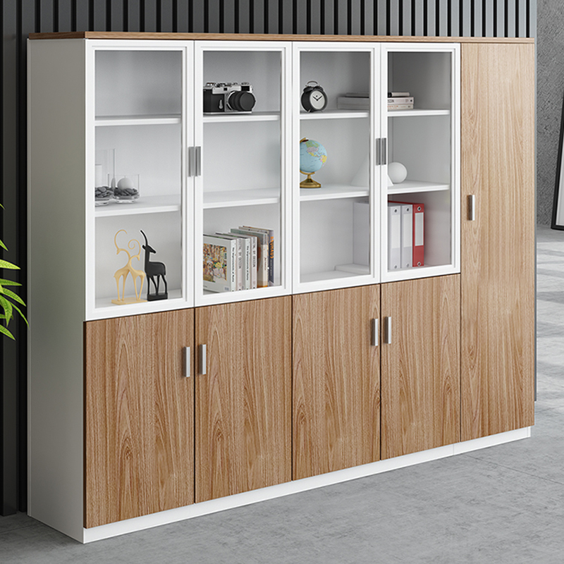 辦公室文件柜木質(zhì)辦公柜子帶鎖儲(chǔ)物柜辦公書(shū)柜玻璃門(mén)資料柜檔案柜