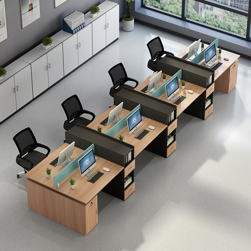 職員辦公桌帶柜多人四人位組合2人位4簡(jiǎn)約現(xiàn)代辦公工位電腦桌椅